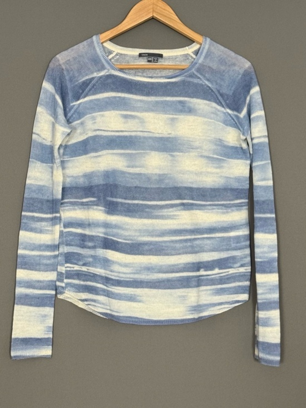 Vince Stripe Knit Cashmere Wool Top Sweater XXS Blue White Long Sleeve